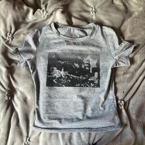 Gray And Black Graphic Baby Tee